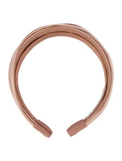 Pre-owned Jennifer Behr Satin Pleated Monochromatic Headband In Pink