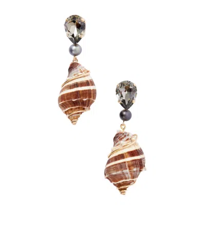 Jennifer Behr Alon Gold-tone Crystal-embellished Seashell Earrings In Multi