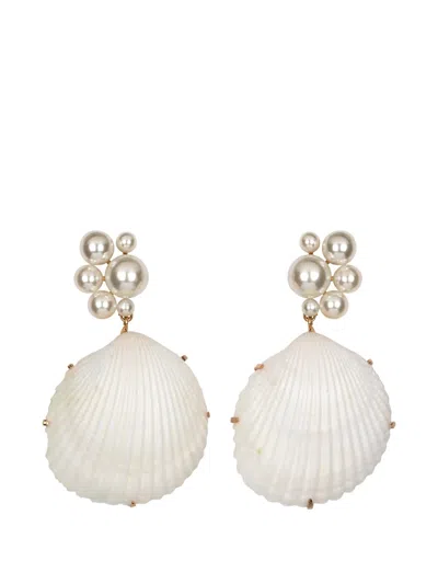 Jennifer Behr Sela Shell-pendant Earrings In White