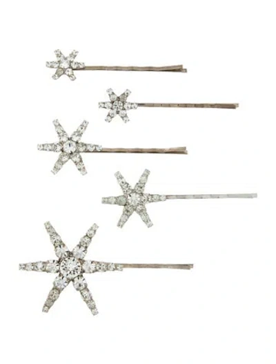 Pre-owned Jennifer Behr Set Of 5 Crystal Accent Hair Clips In Gold