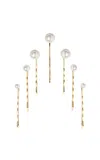 Jennifer Behr Perla Set Of Seven Faux Pearl-embellished Gold-tone Hair Slides In White