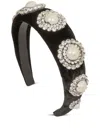 Jennifer Behr Velvet Embellished Sidney Headband In Black