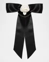 Jennifer Behr Silk Rosette Bow Barrette In Black Cream