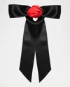 Jennifer Behr Silk Rosette Bow Barrette In Black Red