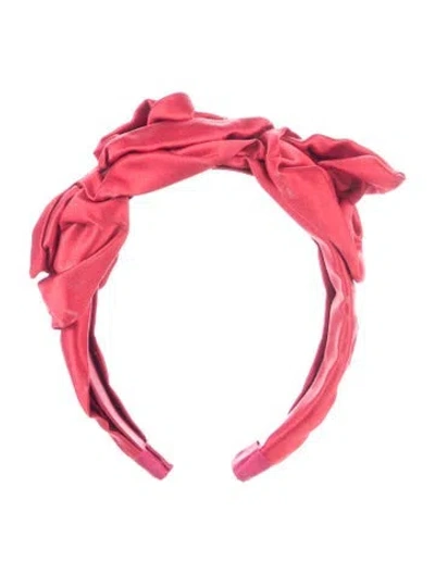 Pre-owned Jennifer Behr Silk Ruffled Headband In Red