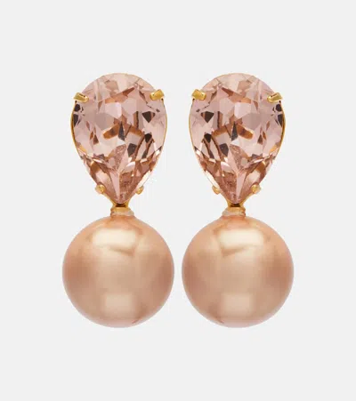 Jennifer Behr Simone Crystal-embellished Pearl Earrings In Gold