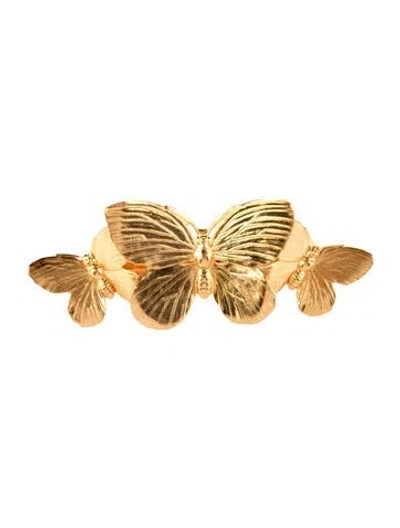 Pre-owned Jennifer Behr Solid Metal Butterfly Hair Clip In Gold