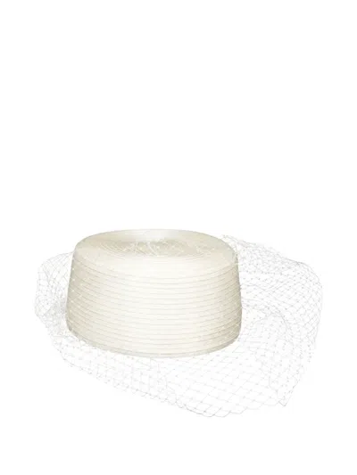 Jennifer Behr Suzanna Veiled Pillbox Hat In Transparent