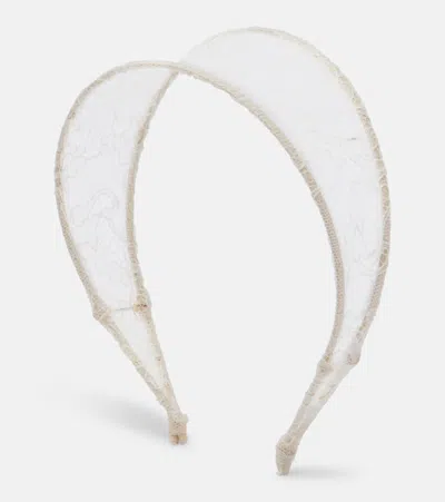 Jennifer Behr Thalia Silk Lace Headband In White