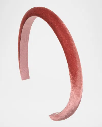 Jennifer Behr Tiana Velvet Headband In Antique Rose