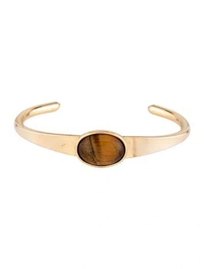 Pre-owned Jennifer Behr Tigger Eye Stone Elaine Cuff Bracelet, 6.5" In Multicolor