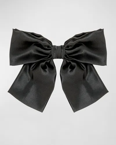 Jennifer Behr Tilly Satin Bow Hair Clip In Black