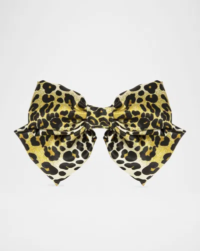 Jennifer Behr Tilly Satin Bow Barrette In Animal Print