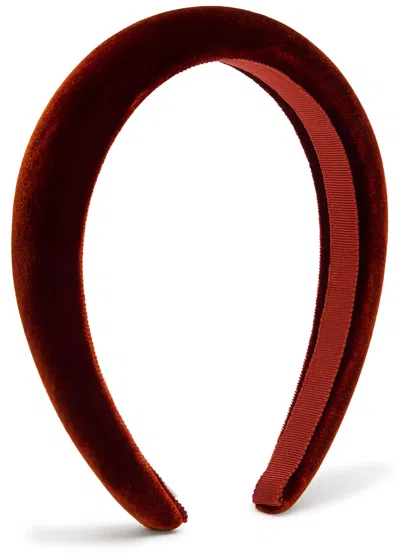 Jennifer Behr Tori Padded Velvet Headband In Brown