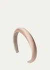 Jennifer Behr Tori Hammered Silk Satin Headband In Nude