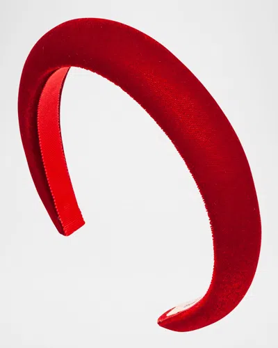 Jennifer Behr Tori Velvet Headband In Ruby