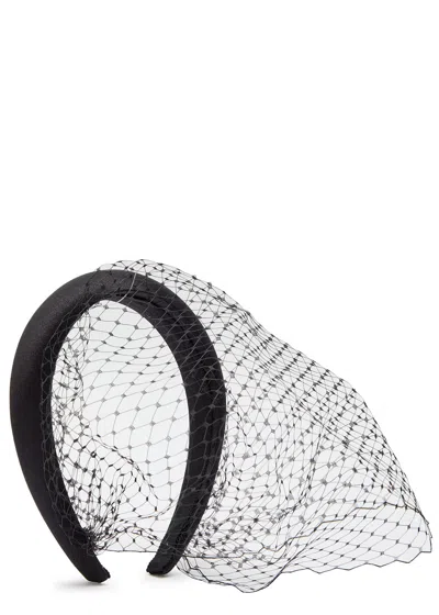 Jennifer Behr Tori Voilette Veil Satin Headband In Black