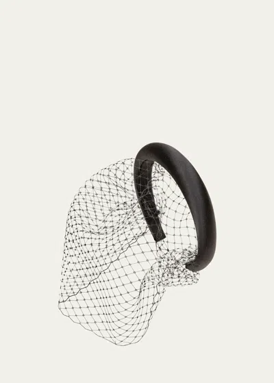 Jennifer Behr Tori Voilette Veil Silk Headband In Black