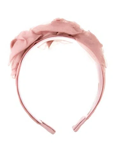 Pre-owned Jennifer Behr Triple Rosette Silk Headband In Pink