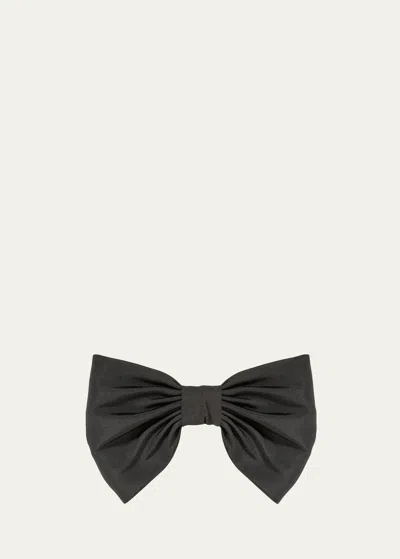 Jennifer Behr Trisha Silk Bow Barrette In Black