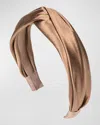 Jennifer Behr Petite Twist Silk Headband In Cappuccino