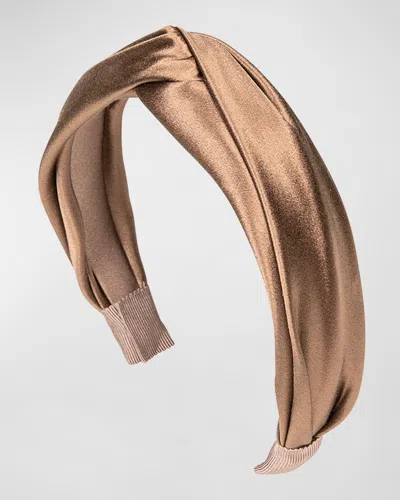 Jennifer Behr Petite Twist Silk Headband In 褐色