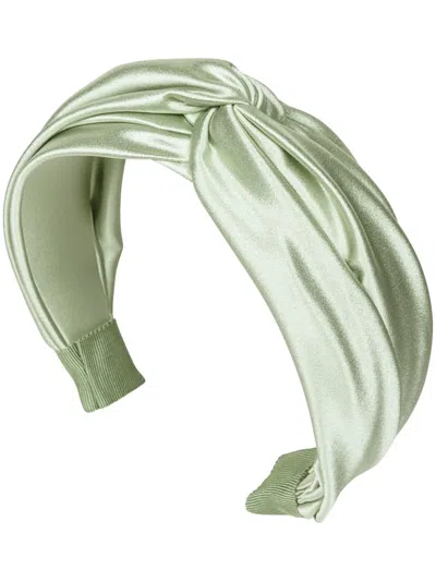 Jennifer Behr Twist Silk Satin Headband In Green