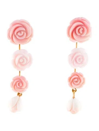 Pre-owned Jennifer Behr Tyla Rose Drop Earrings In Pink