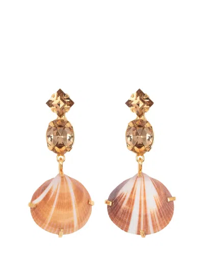Jennifer Behr Uriel Crystal-embellished Shell Earrings In Brown