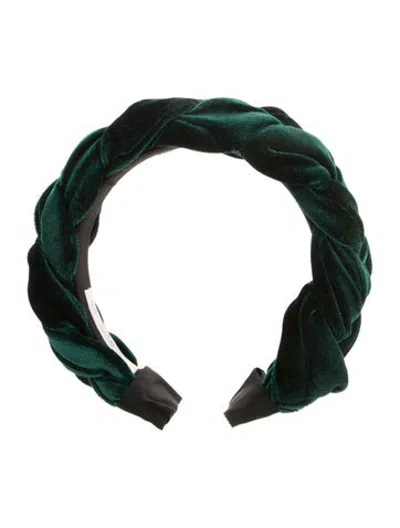 Pre-owned Jennifer Behr Velour Braided Headband In Green