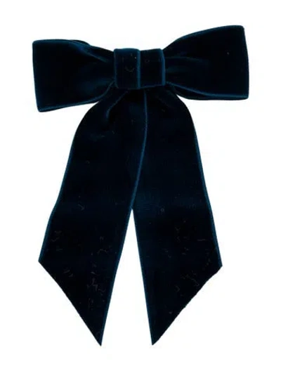 Pre-owned Jennifer Behr Velvet Bow Accent Hair Clip Accessory In Blue
