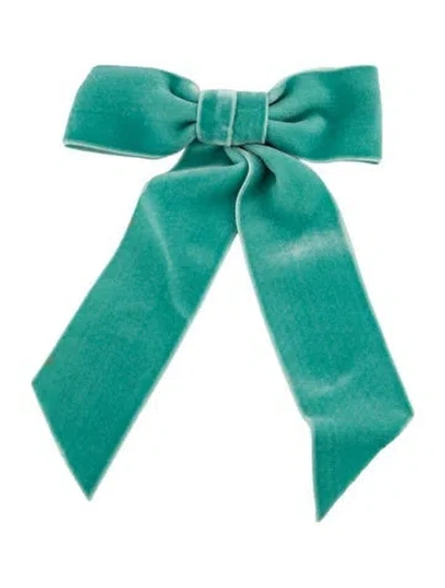Pre-owned Jennifer Behr Velvet Bow Accent Hair Clip Accessory In Green