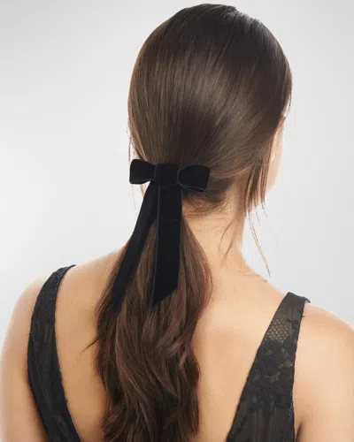 Jennifer Behr Velvet Bow Barrette In Black