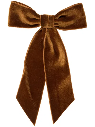 Jennifer Behr Velvet Bow Barrette In Brown
