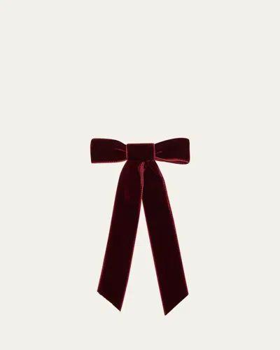 Jennifer Behr Velvet Bow Barrette In Pinot