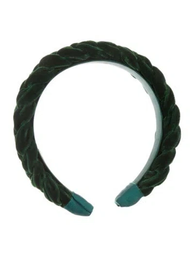 Pre-owned Jennifer Behr Velvet Braided Accent Headband In Green