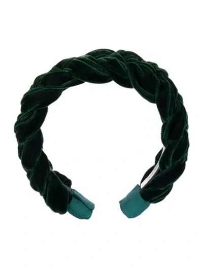 Pre-owned Jennifer Behr Velvet Braided Headband In Green