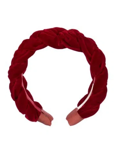 Pre-owned Jennifer Behr Velvet Braided Headband In Red