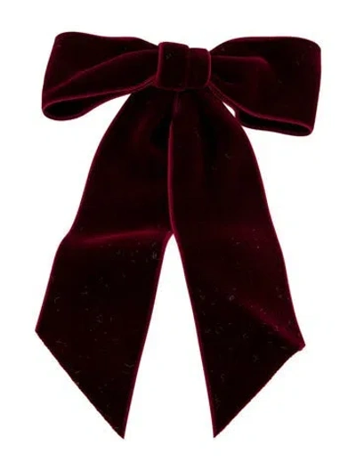 Pre-owned Jennifer Behr Velvet French Barrette Clip Hair Bow In Red