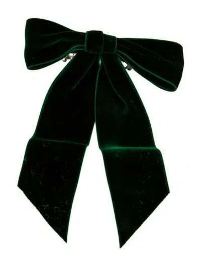 Pre-owned Jennifer Behr Velvet French Barrette Hair Bow In Green