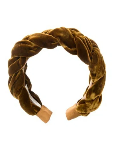 Pre-owned Jennifer Behr Velvet Headband In Yellow