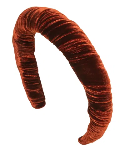 Jennifer Behr Velvet Irene Headband In Orange
