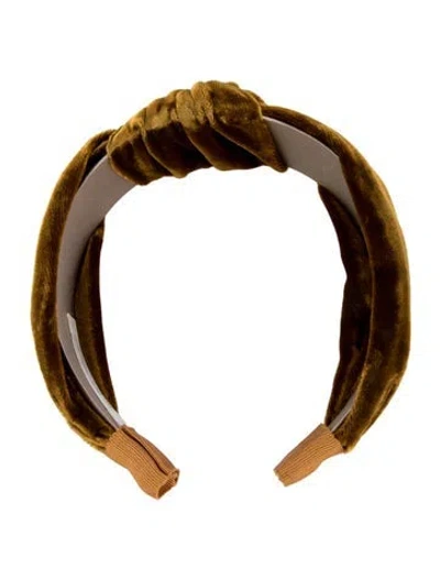 Pre-owned Jennifer Behr Velvet Pleated Headband In Yellow