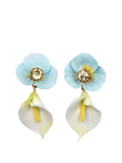 Jennifer Behr Vera Floral-motif Earrings In Blue