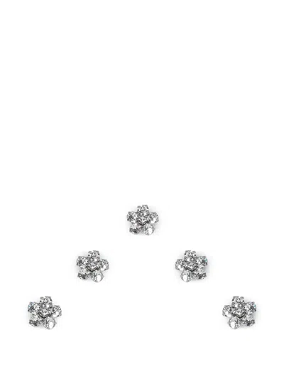 Jennifer Behr Violet Flower Hair Magnets In Silver