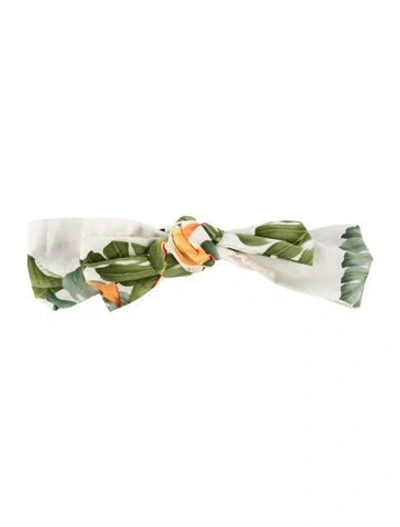 Pre-owned Jennifer Behr White Pattern Printed With Bow Headband