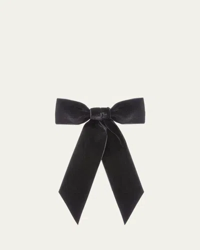 Jennifer Behr Wide Velvet Bow Barrette In Black