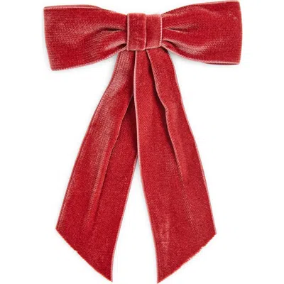 Jennifer Behr Wide Velvet Bow Barrette In Antique Rose
