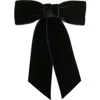 Jennifer Behr Wide Velvet Bow Barrette In Black