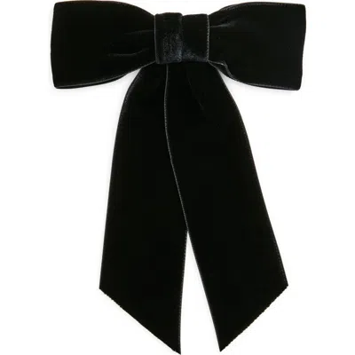 Jennifer Behr Wide Velvet Bow Barrette In Black